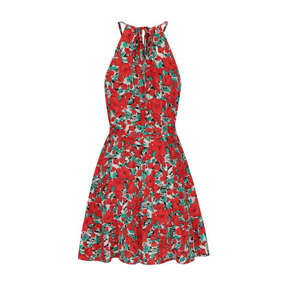 Spring/Summer Leisure Ruffle Edge Big Display Fragmented Flower Dress Holiday Dress