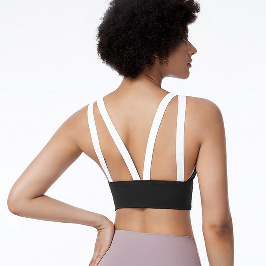 Quick-Drying Running Sports Underwear Ladies Fitness Color Matching Vest Sports Bra Anti-Vibration Yoga Clothes