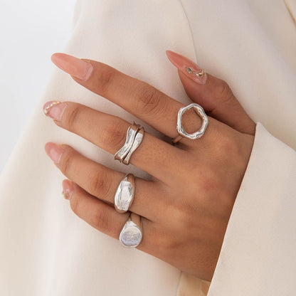 Trendy Vintage Statement Geometric Open Joint Ring Set