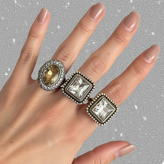 Vintage Geometric Acrylic Ring Fashion Jewelry For Women