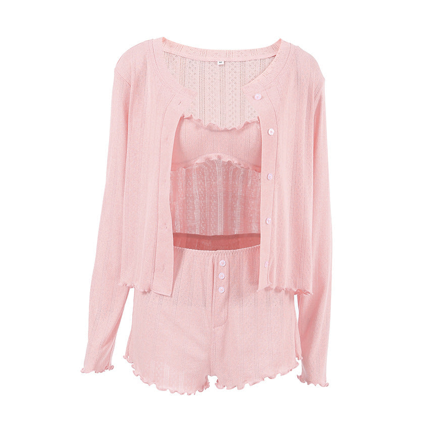 3PCS Solid Color Knit Homewear Sets