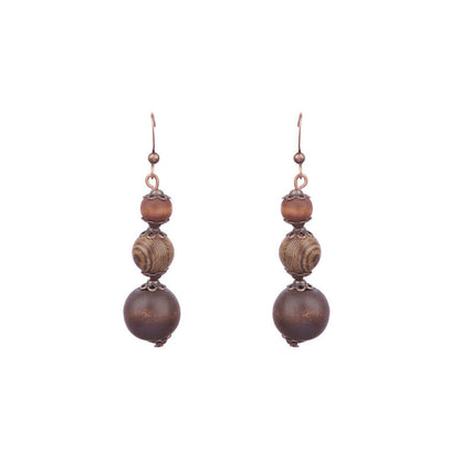 Retro Water Drop Shape Wooden Earrings Handcrafted with Tassels