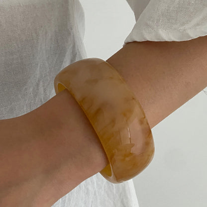 Irregular Gradient Wide Bangle Geometric Metal Bracelet for Women