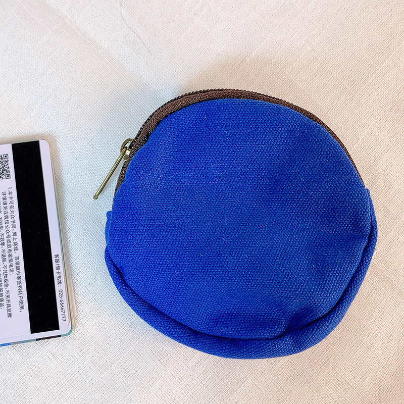 Round Cartoon Coin Purse Canvas Zipper Bag Cute and Customizable