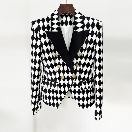 Black And White Check Blazer Jacket