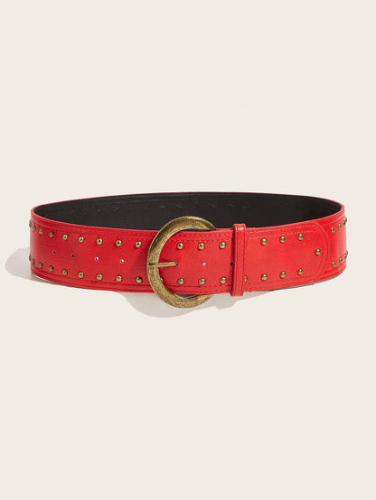 Punk Studs Leather Wide Belt