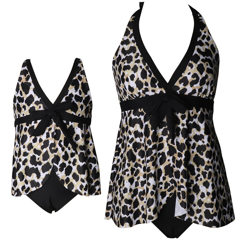 Parent-Child Split Swimwear Women Floral Print Nylon Bathing Suit