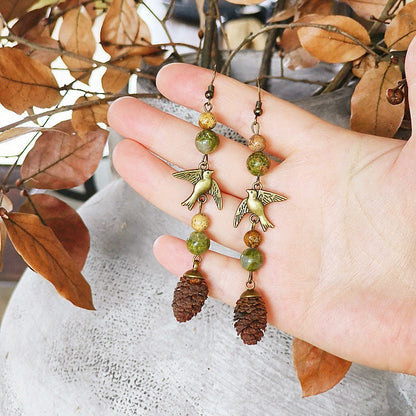 Handmade Vintage-Inspired Earrings with Natural Stone