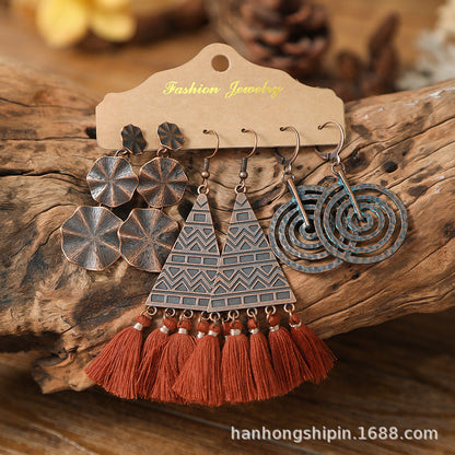 Colorful Bohemian Tassel Earrings Handmade Zinc Alloy Jewelry