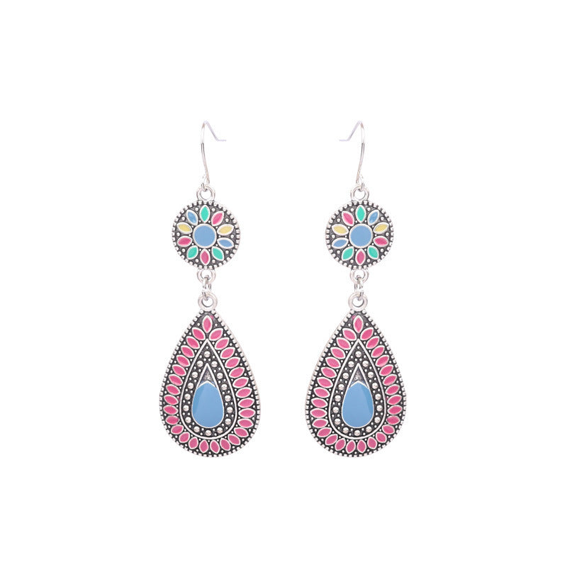 Colorful Geometric Drop Oil Dangle Earrings for Women