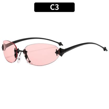 Y2K Star Oval Sunglasses Retro Metal Sunglasses for Outdoor Style