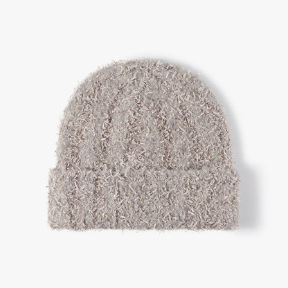 Soft Fuzzy Solid Color Thicken Knit Beanie