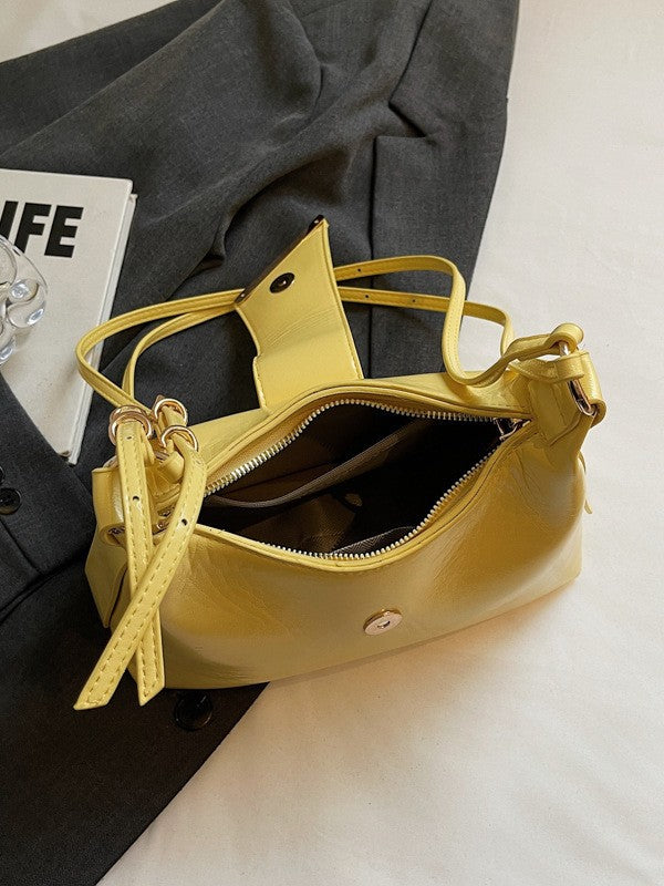 Minimalist Women's Shoulder Bag with Unique Closure Design