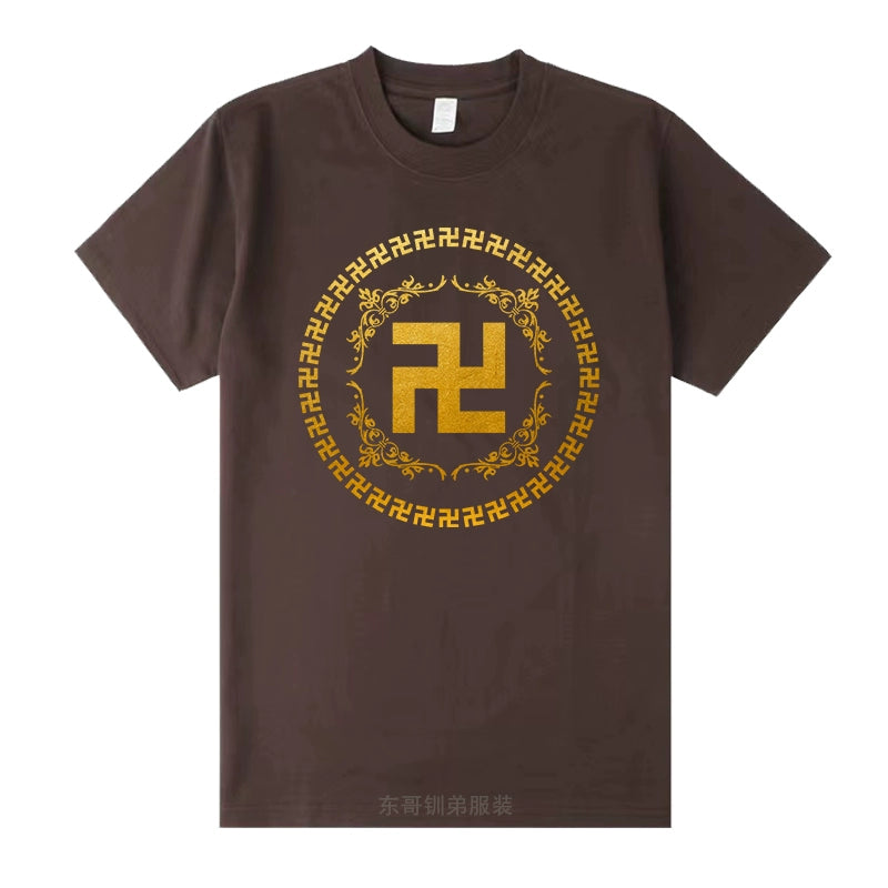 Buddha Heart Seal Ten Thousand Characters Buddha Cotton Short-Sleeved T-Shirt For Men And Women