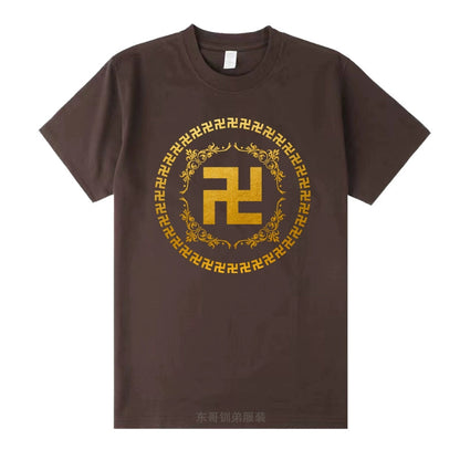 Buddha Heart Seal Ten Thousand Characters Buddha Cotton Short-Sleeved T-Shirt For Men And Women