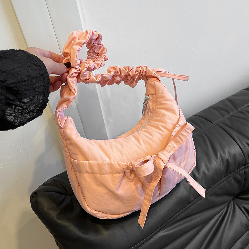 Trendy Casual Nylon Crossbody Bag With Drawstring Closure