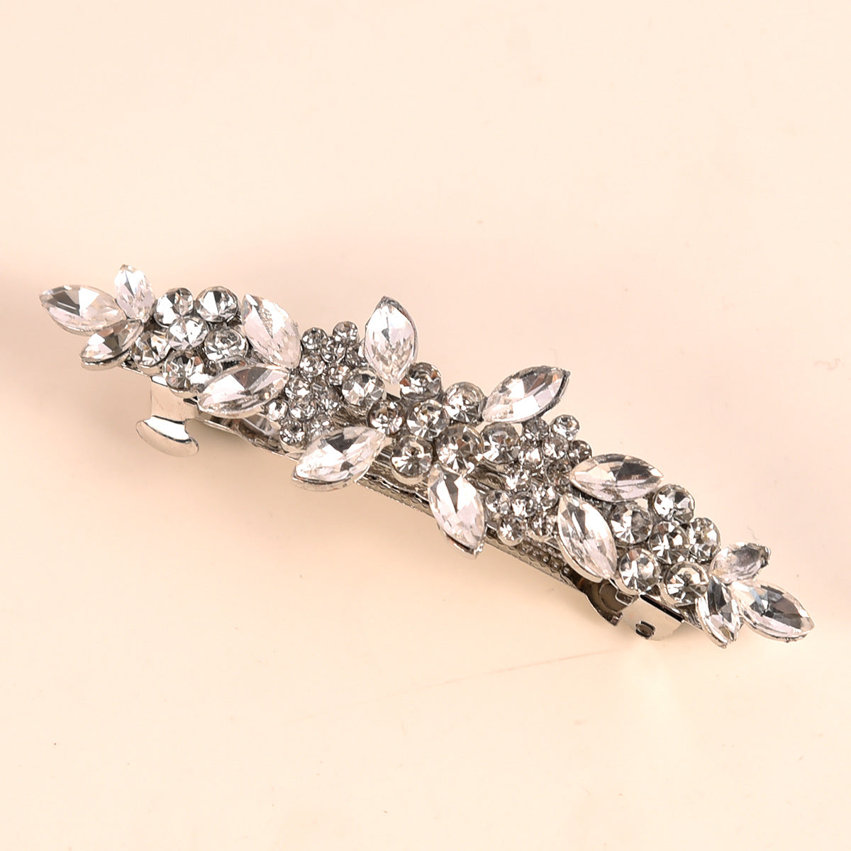 Petal-Shaped Alloy Rhinestone Spring Hair Clips for Brides
