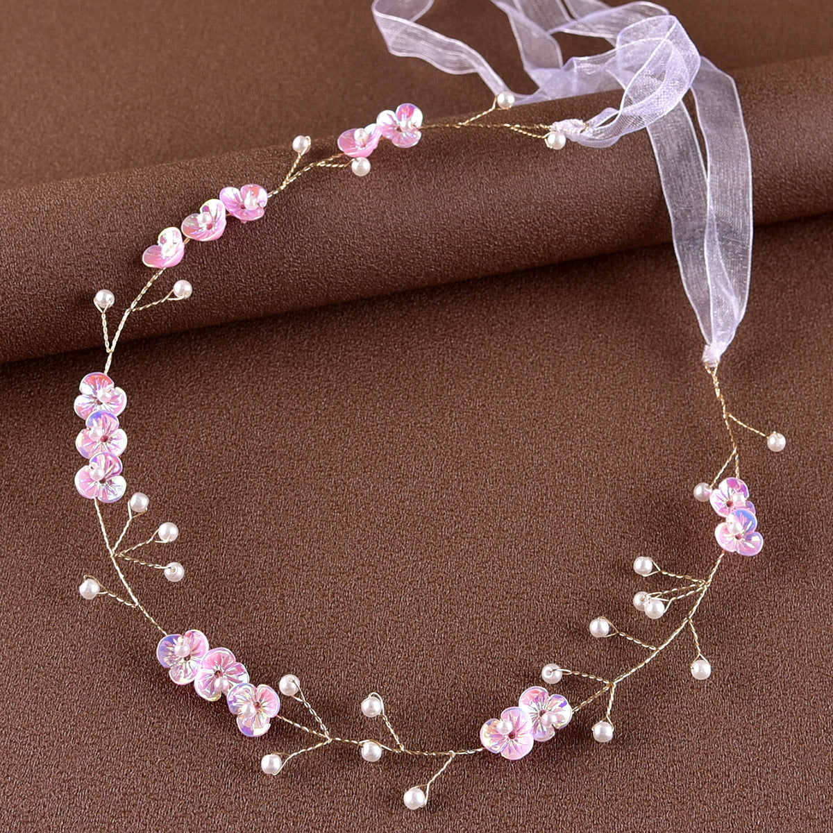 Bridal Pearl Floral Headband Handmade Soft Hair Accessory