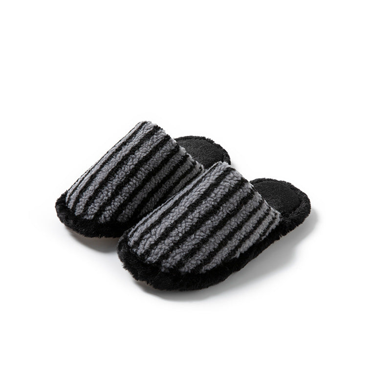 Striped Color Block Plush Soft Slippers