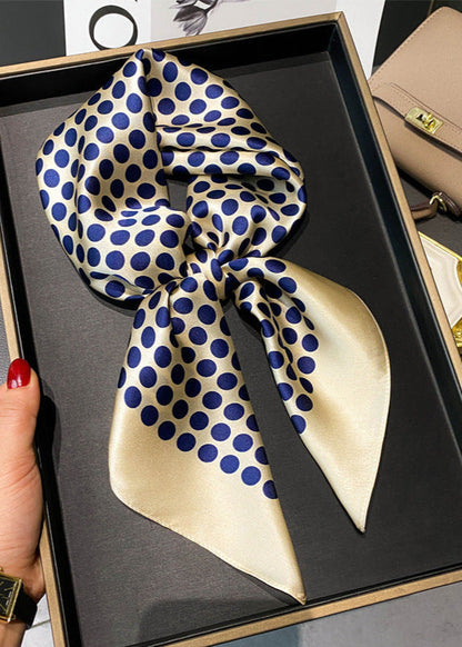 Satin Polyester Scarf Navy Polka Dot Square