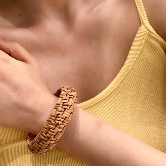 Vintage Straw Braided Round Bracelets