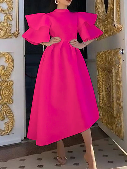 Elegant Ruffled Sleeve Maxi Dress Stylish Polyester Cocktail Dress