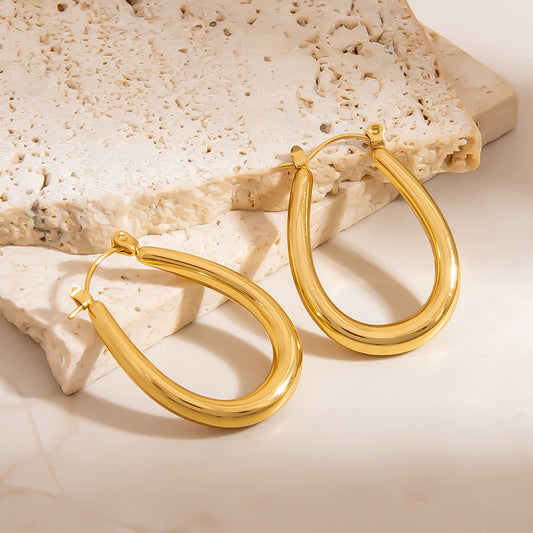 Exaggerated Geometric Stainless Steel Earrings Minimalist Design