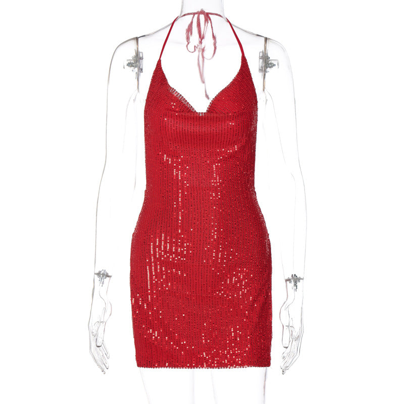 Backless Hollow Out Neckline Short Dress for Women