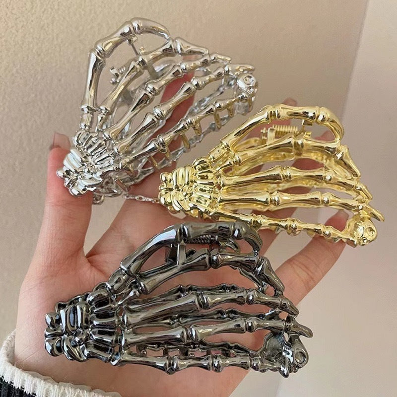 Gothic Skeleton Ghost Hand Halloween Hair Claw