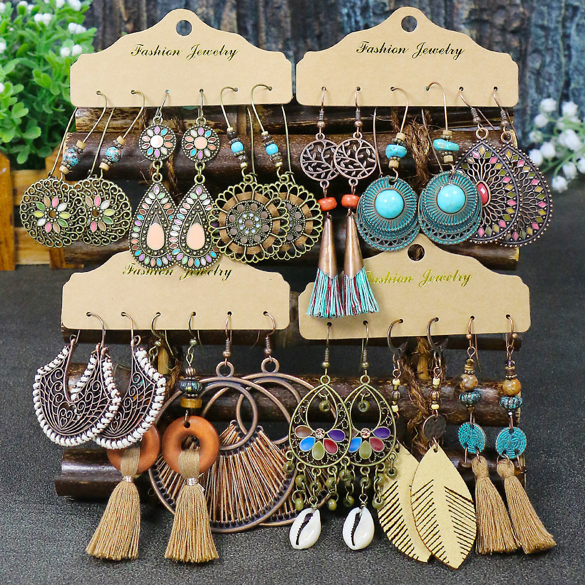 Bohemian Hollow Fringe Earrings Stylish Fishbone Design
