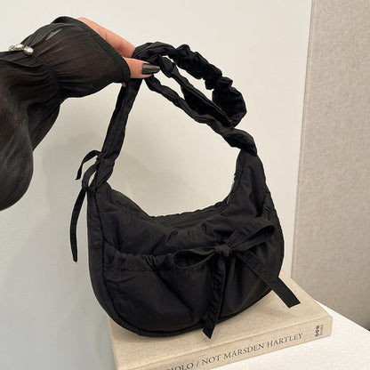 Trendy Casual Nylon Crossbody Bag With Drawstring Closure