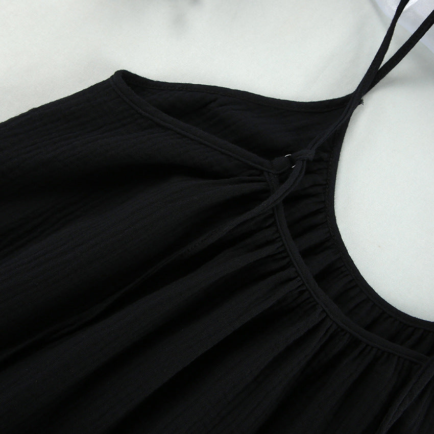String Shoulder Split Sleepwear Dress