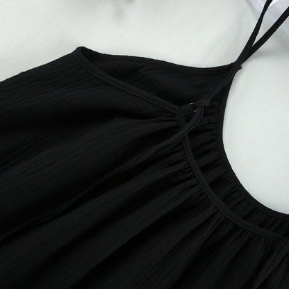String Shoulder Split Sleepwear Dress