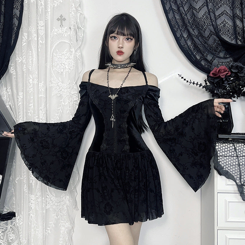 Off-Shoulder Velvet Bodycon Dress Elegant Chic Style