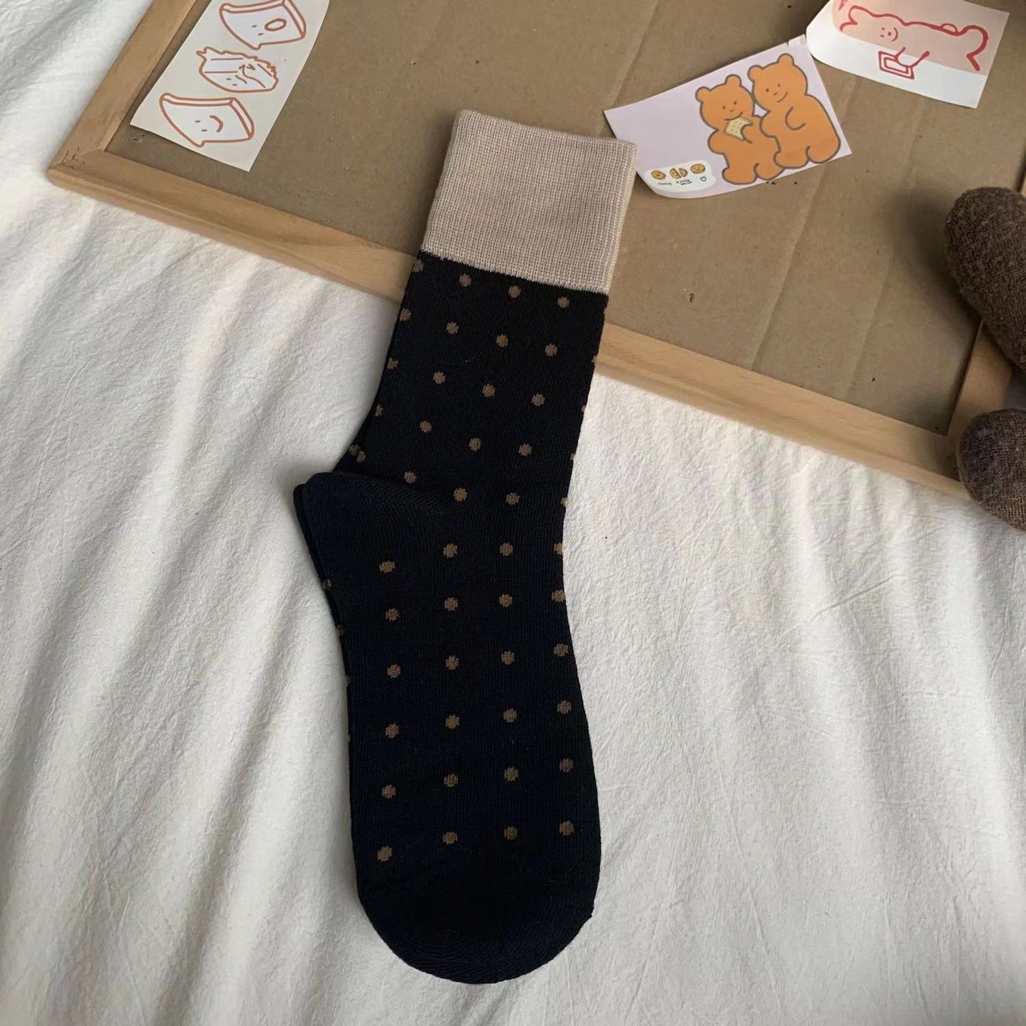 Rufia - Polka Dot Mid-Calf Socks for Autumn-Winter