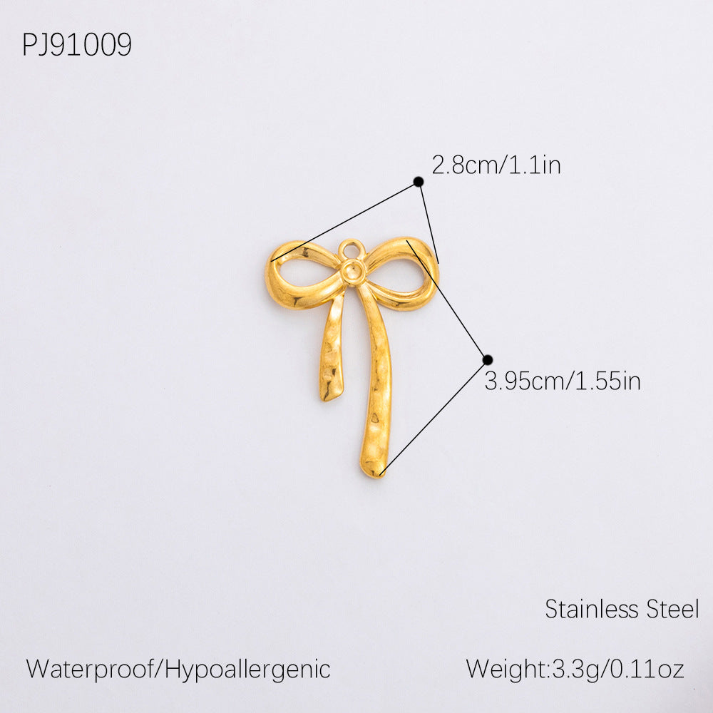 Vintage DIY 18K Gold Plated Stainless Steel Bow Star Heart Pendant