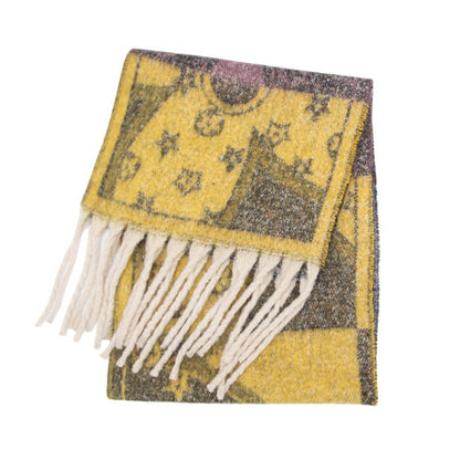 Winter Flower Tassel Thick Warm Scarf