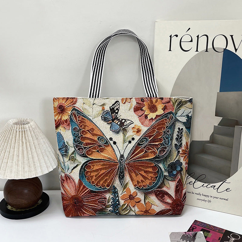 Fashionable Gold Embroidery Animal Tote Bag Stylish Shoulder Bag