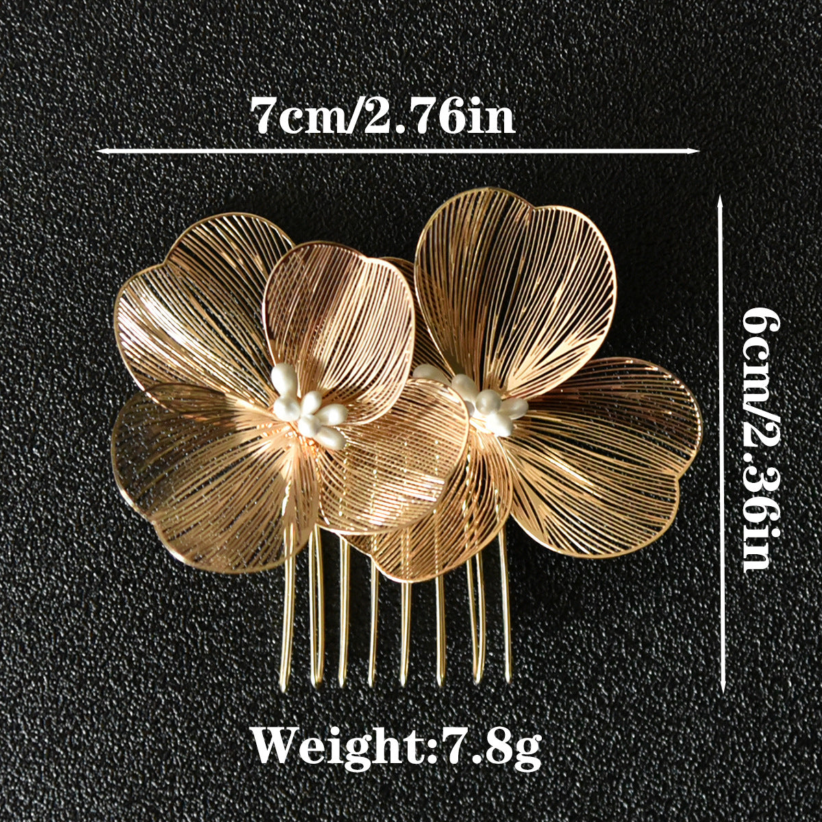 Bridal Hair Accessories Gold Floral Comb Vintage Retro Design