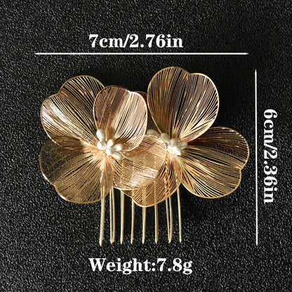 Bridal Hair Accessories Gold Floral Comb Vintage Retro Design