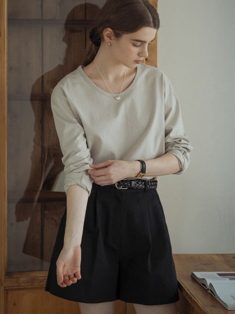 Casual Solid Cotton T-Shirt Relaxed Fit for Women