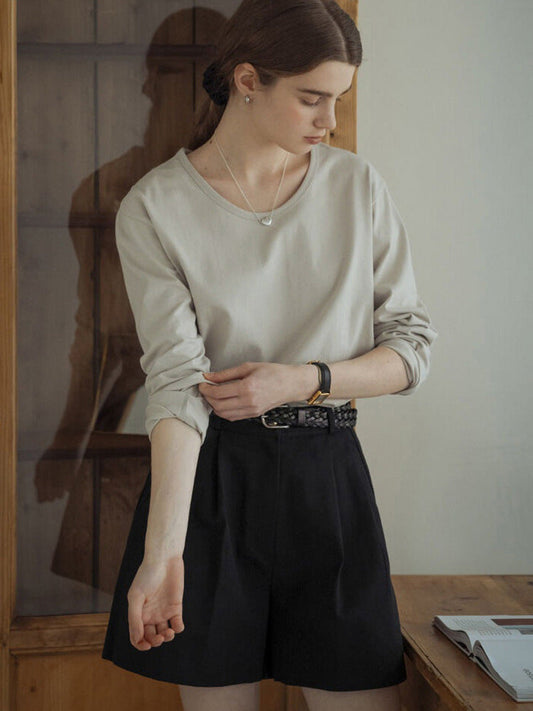 Casual Solid Cotton T-Shirt Relaxed Fit for Women