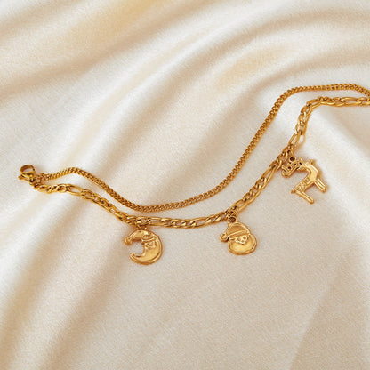 Trendy Reindeer Pendant Stainless Steel Bracelet