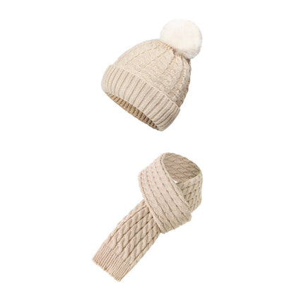 Warm Knit Beanie Scarf Gloves Set