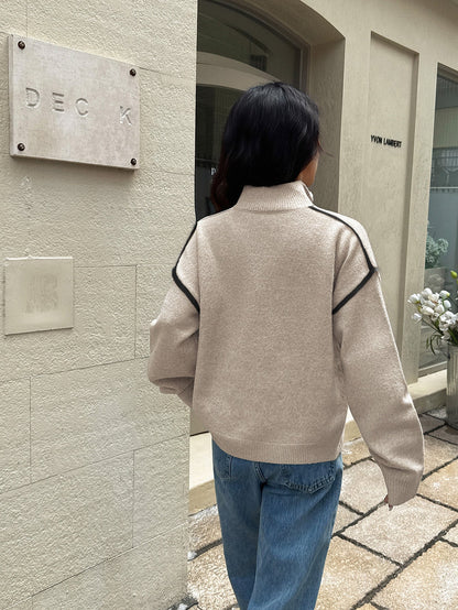 Casual Solid Color Long Sleeve Sweater for Women