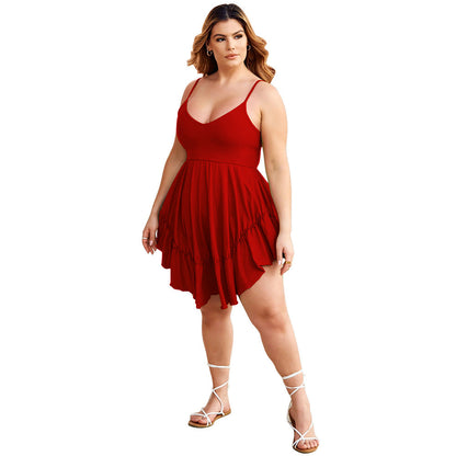 Casual V-Neck Knit Dress With Waist Tie
