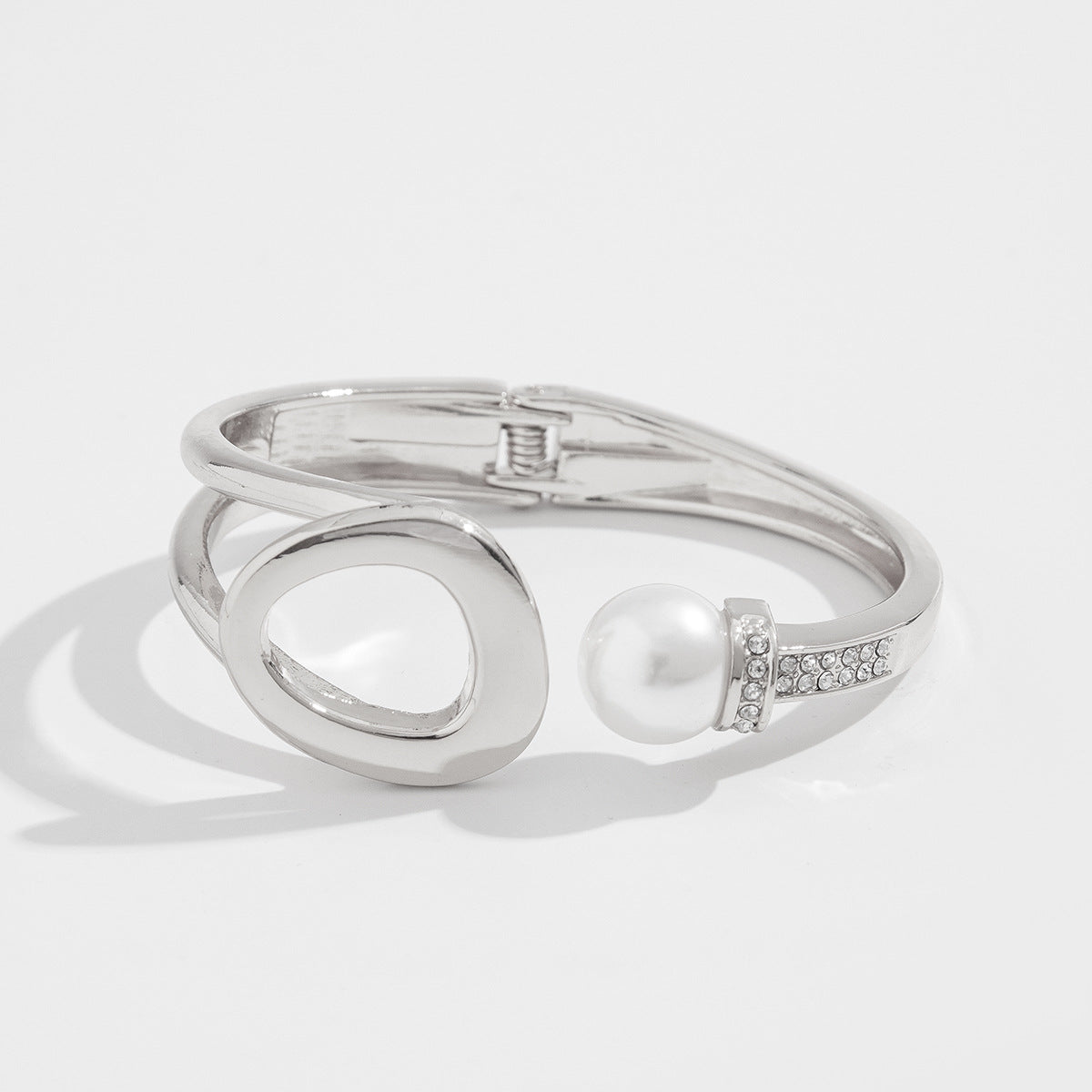 Hip-Hop Irregular Alloy Bracelet Set with Rhinestones and Pearls