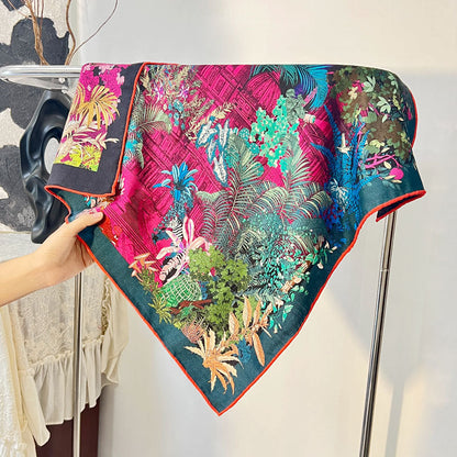 Double Sided Print Soft Square Silk Scarf