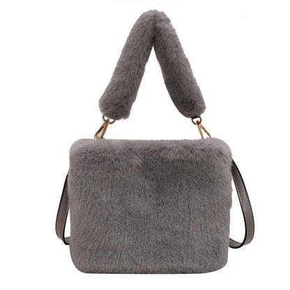 Trendy Plush Crossbody Bucket Bag Soft Casual Tote