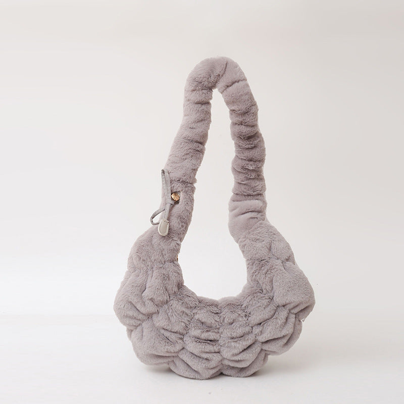 Trendy Plush Croissant Cloud Bag Soft Casual Shoulder Bag